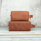 Light brown leather Toiletry Bag