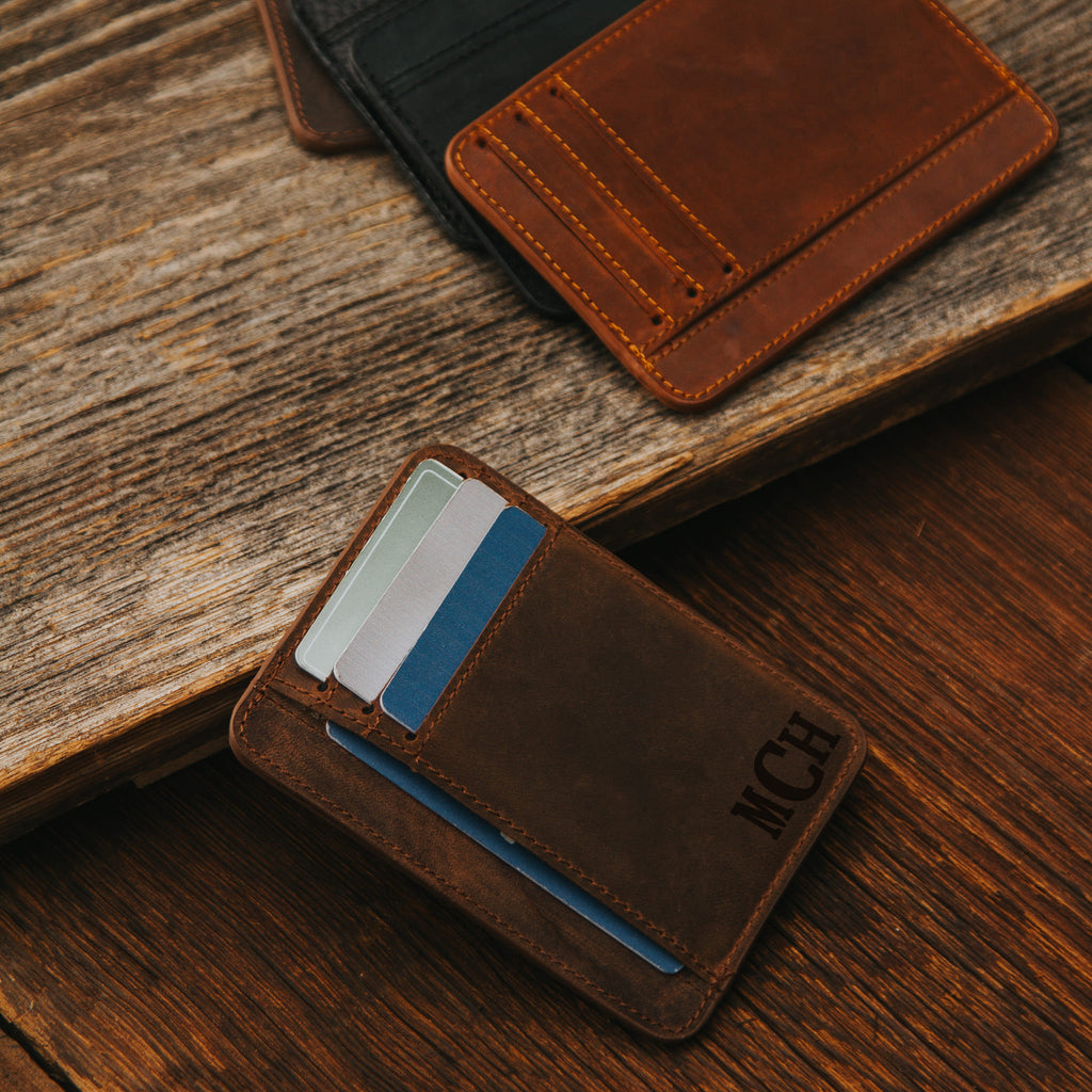 Brown leather card holder
