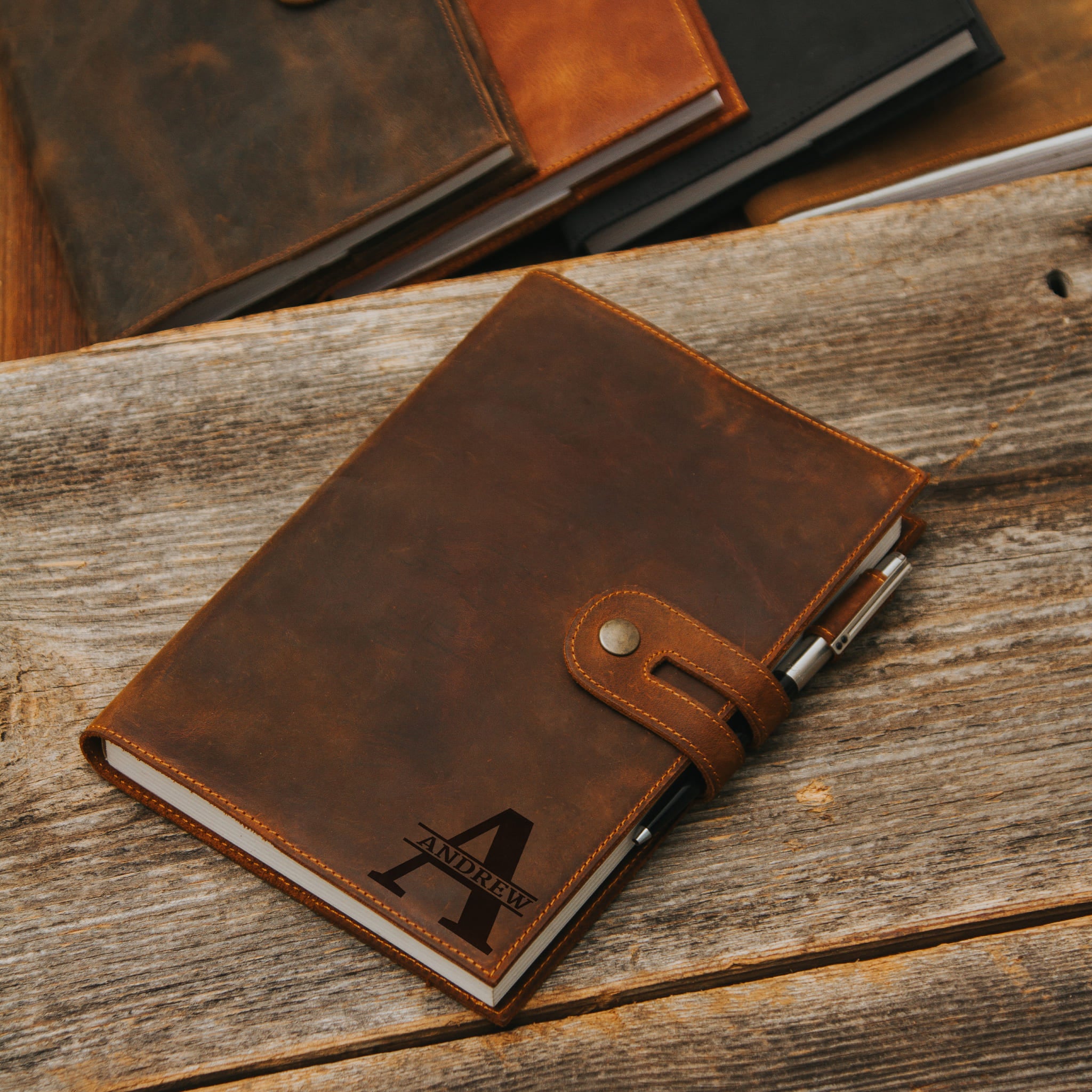 Brown leather notebook