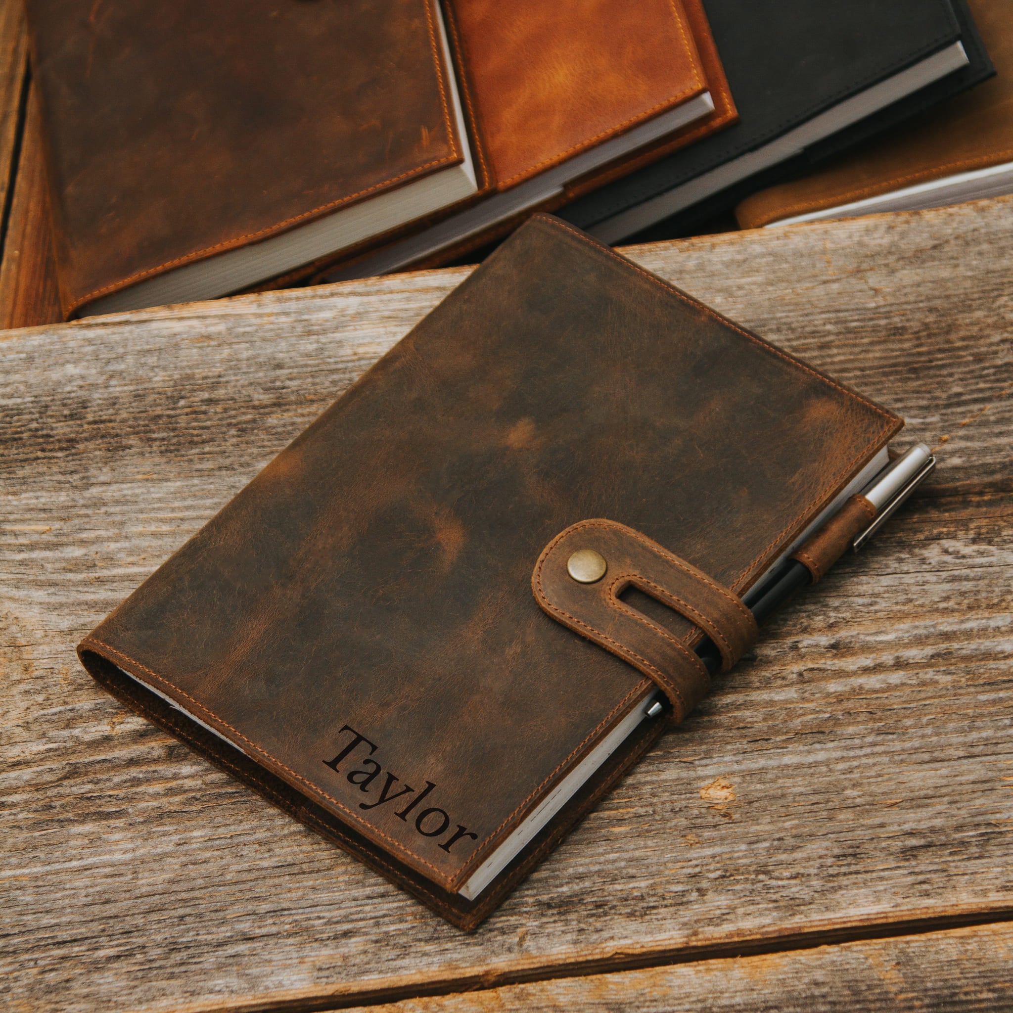 Brown leather notebook