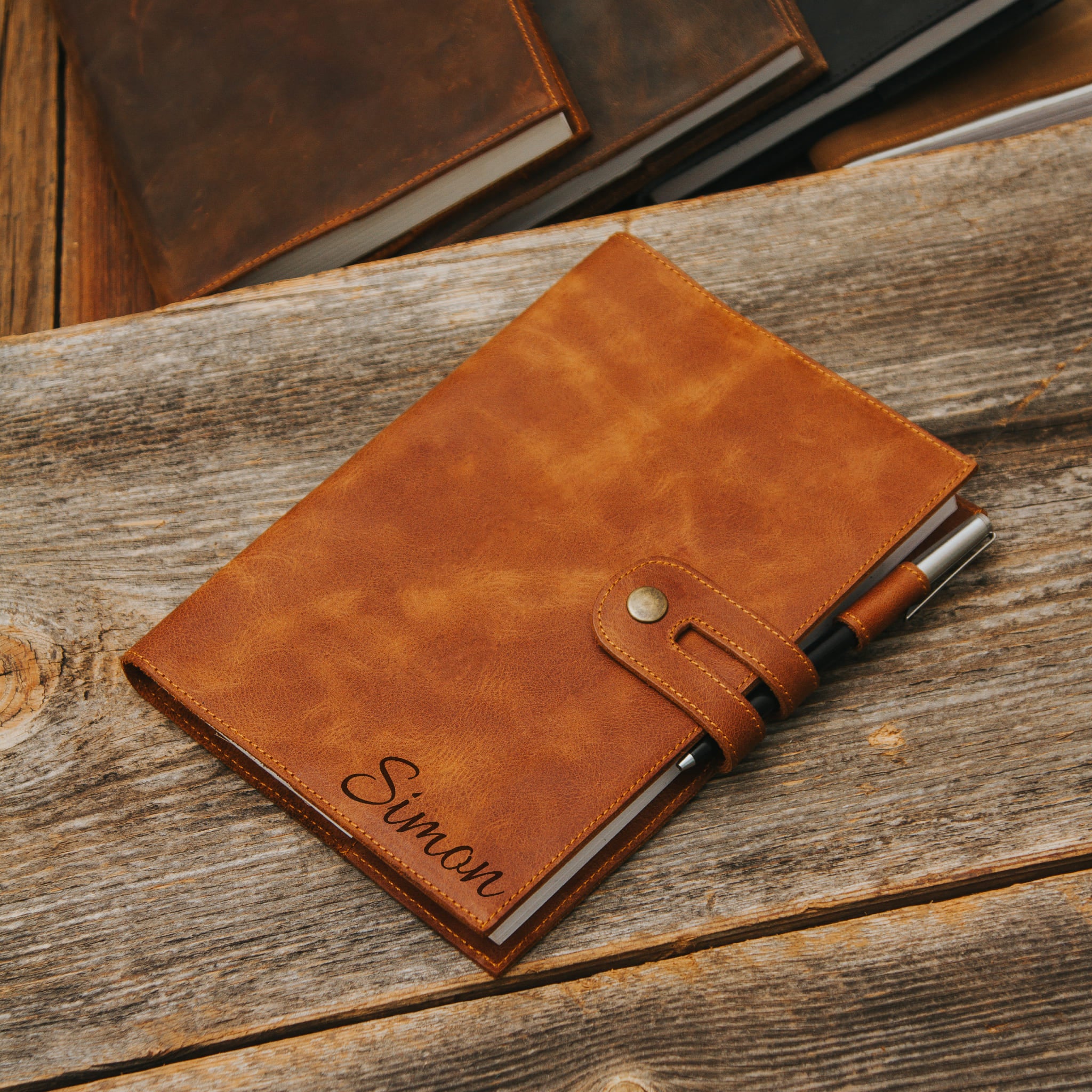 Light brown leather notebook