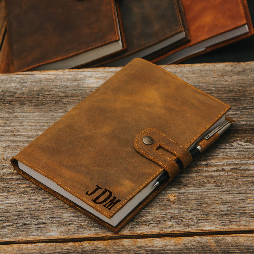 Light brown leather notebook