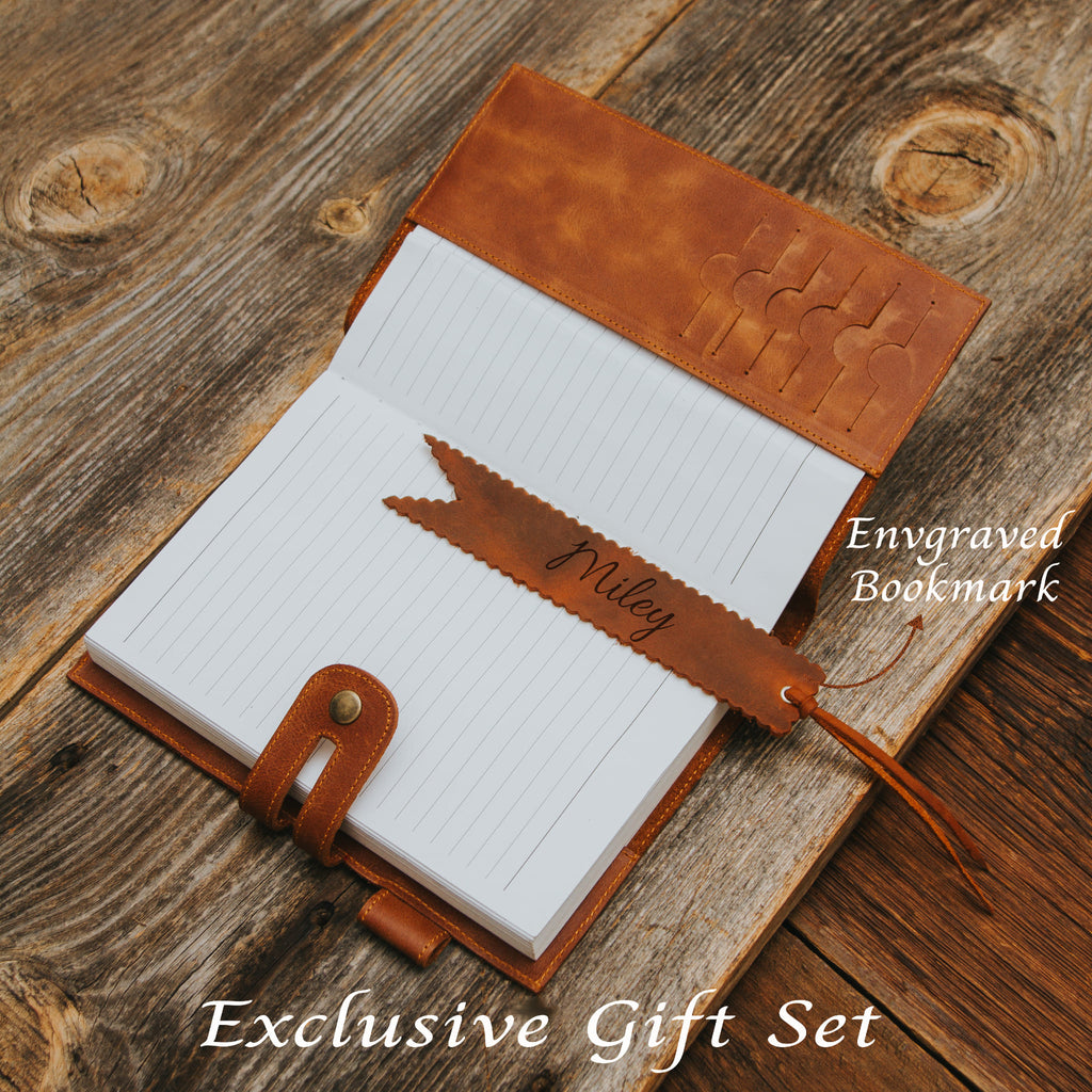 Light brown leather notebook