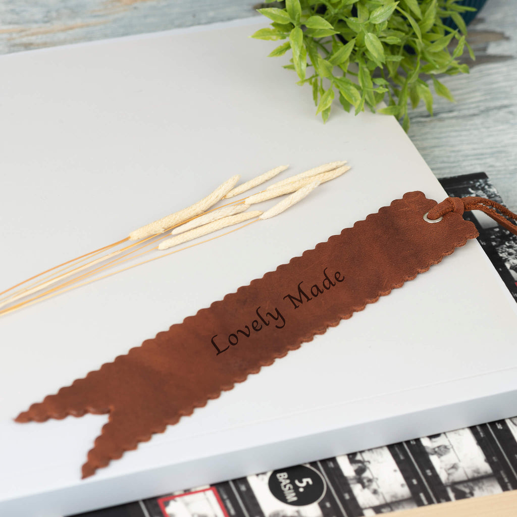 Brown leather bookmark 