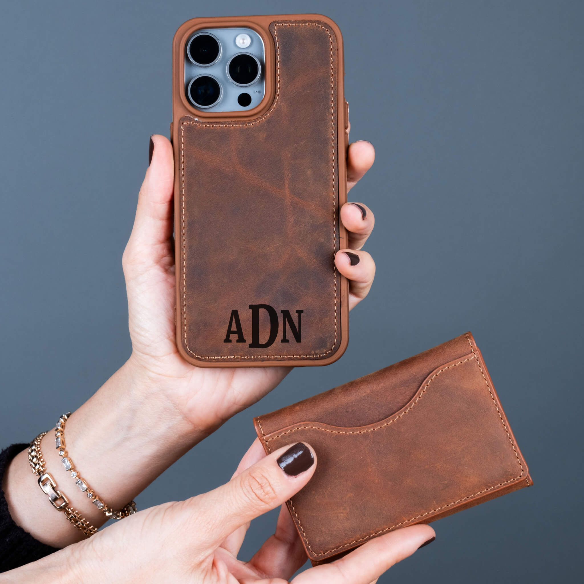 Brown leather phone case