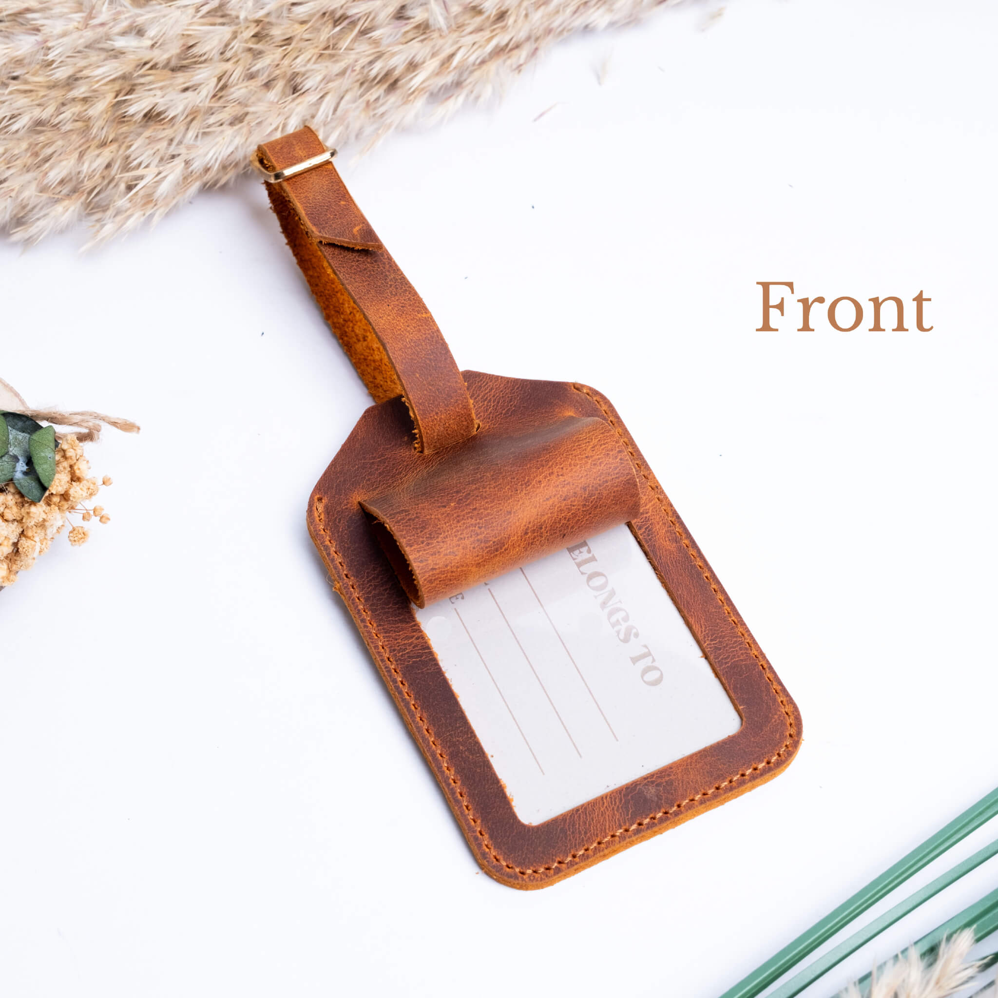 Light leather luggage tags