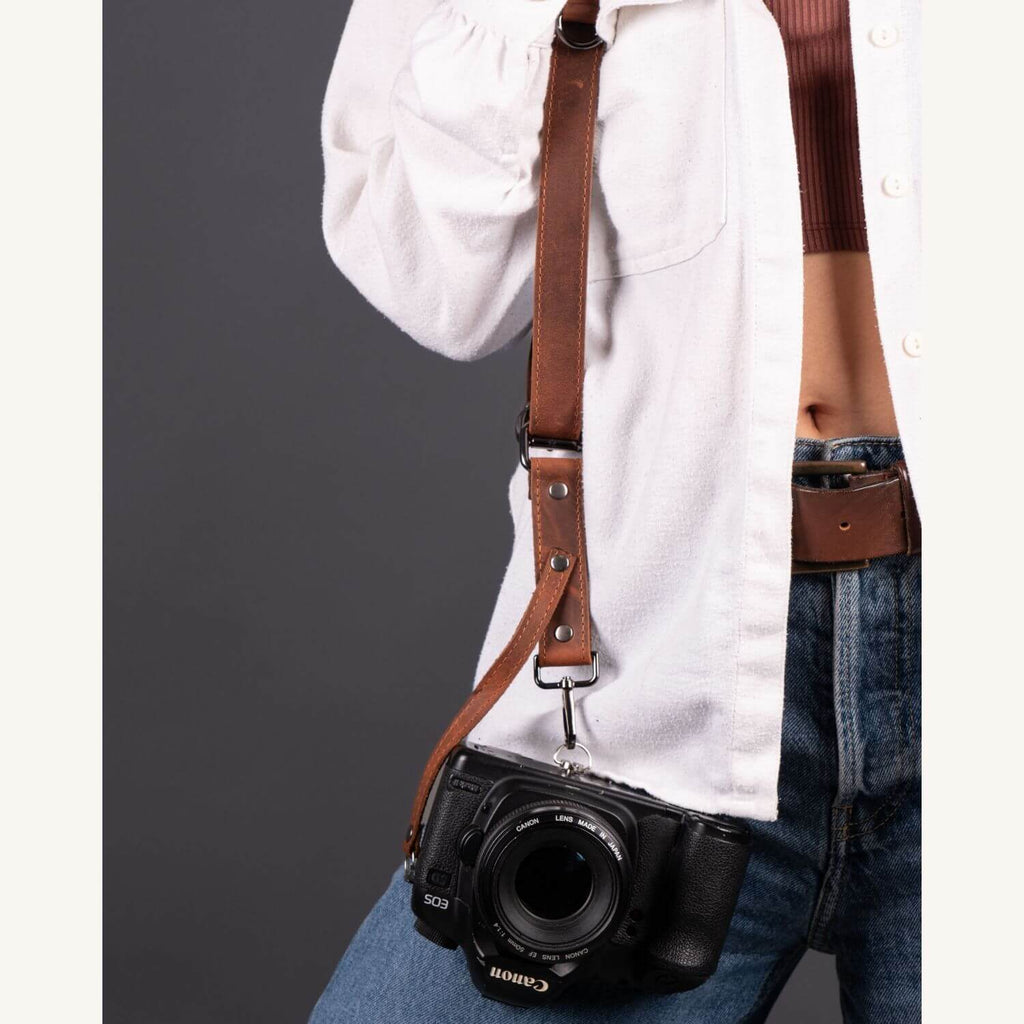 Personalized Leather Dual Camera Harness