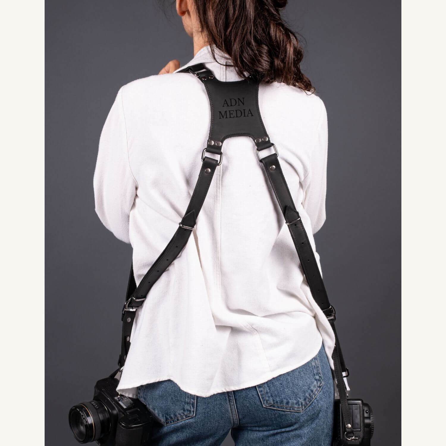 Personalized Leather Dual Camera Harness