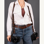 Personalized Leather Dual Camera Harness