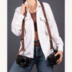 Personalized Leather Dual Camera Harness