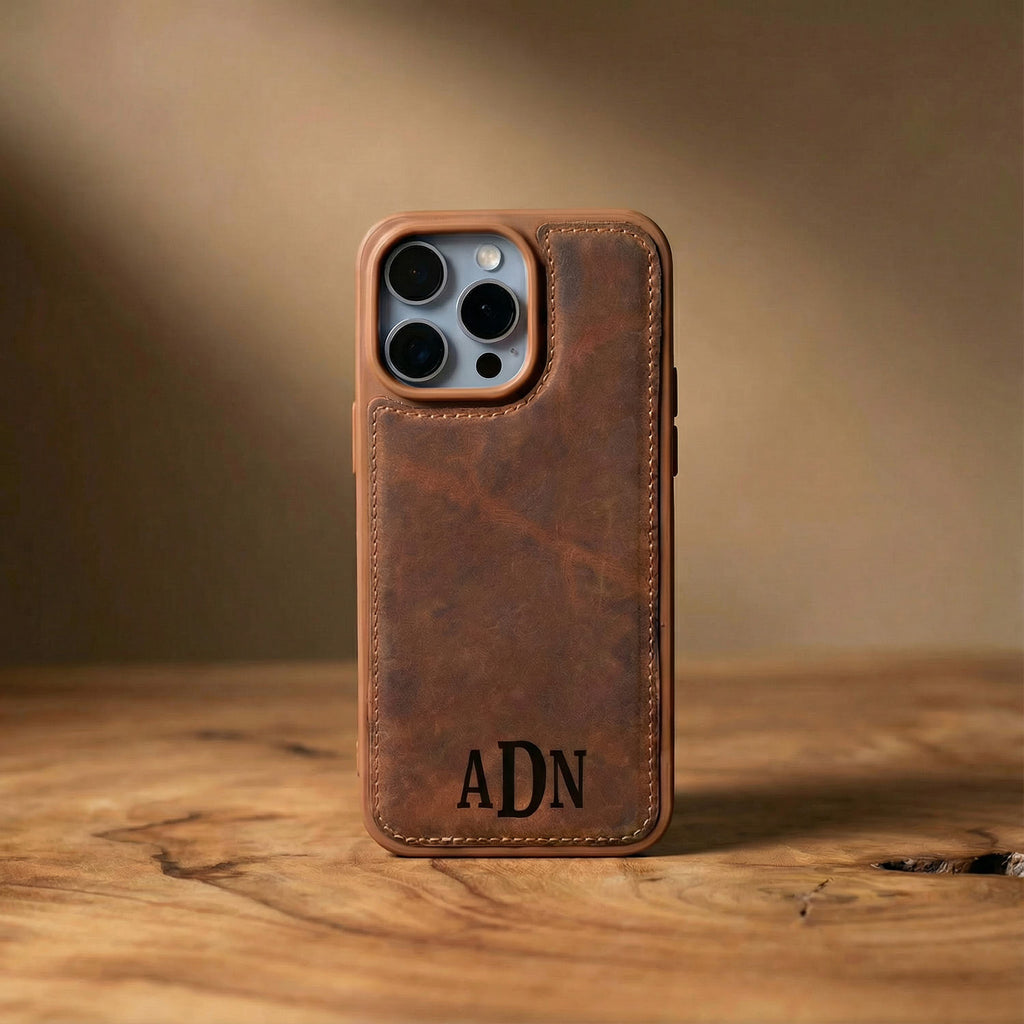Personalized Leather Iphone 15 Case and 15 Pro Max Case & Wallet Set