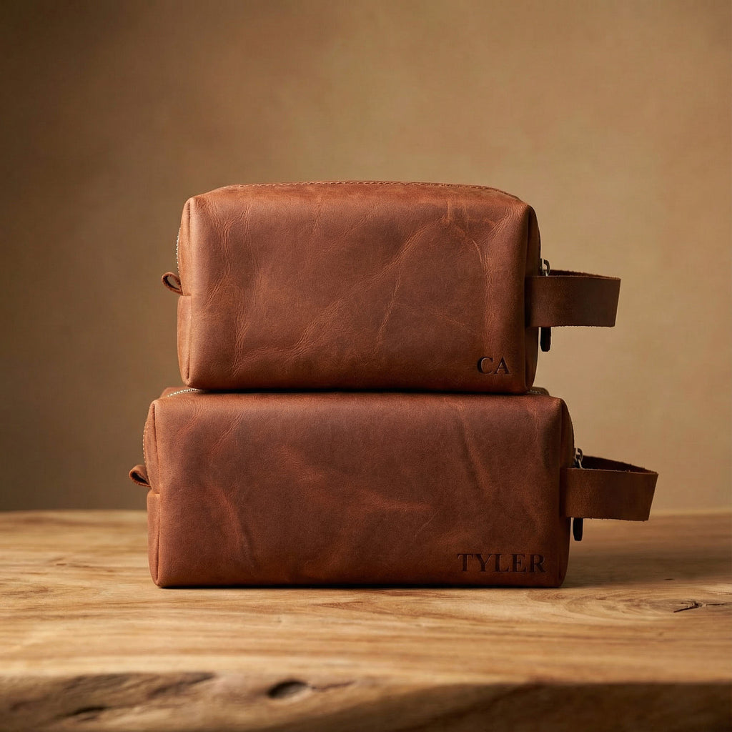 Personalized Leather Toiletry Bag | Dopp Kit