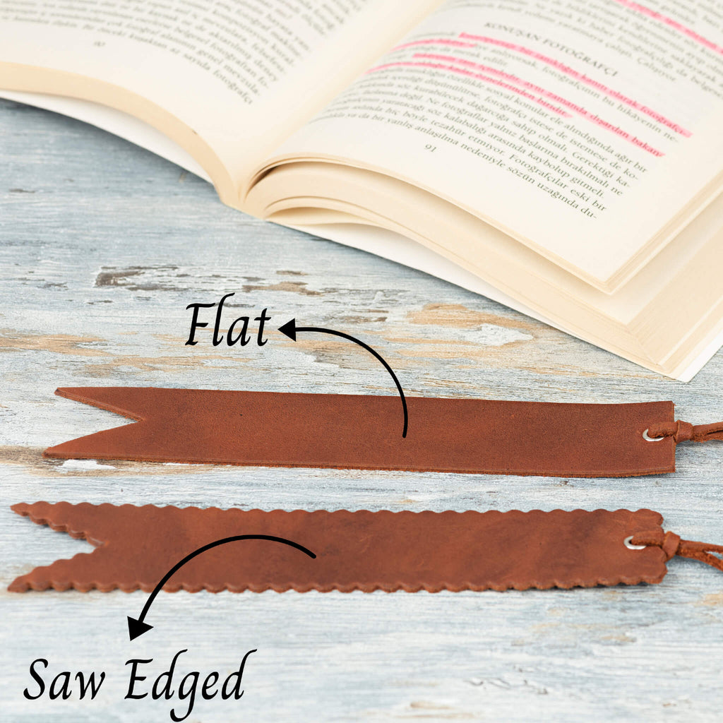 Brown leather bookmark 