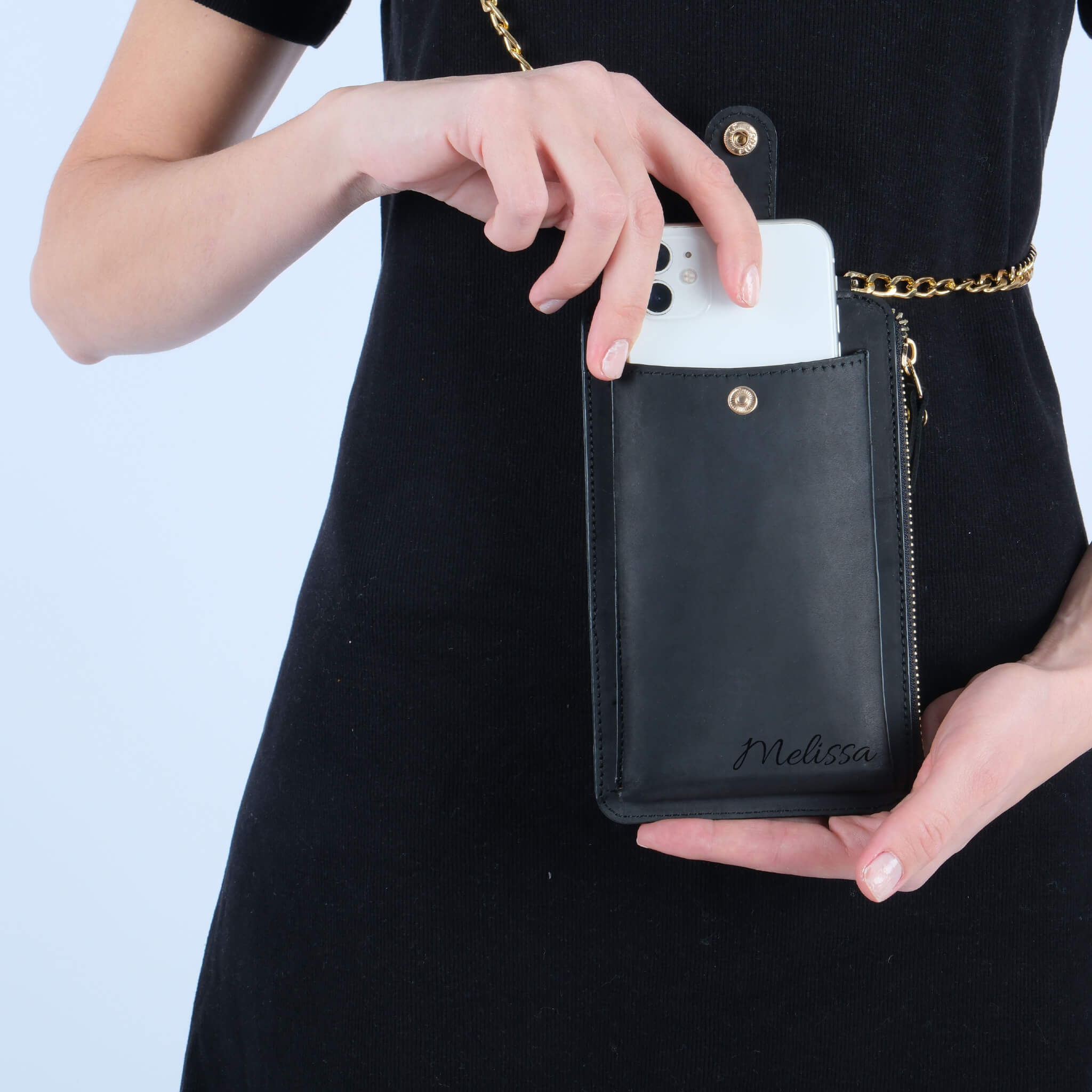 Black leather crossbody bag 