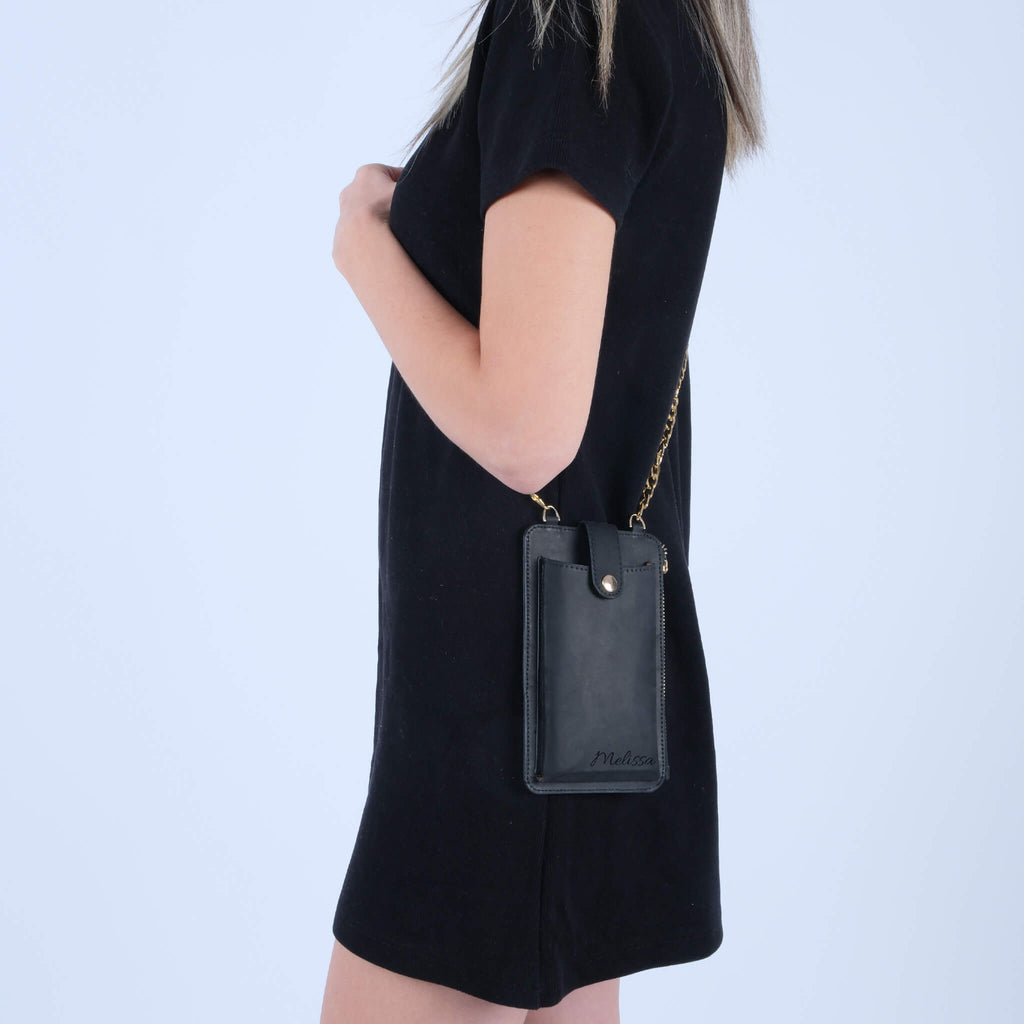 Black leather crossbody bag 