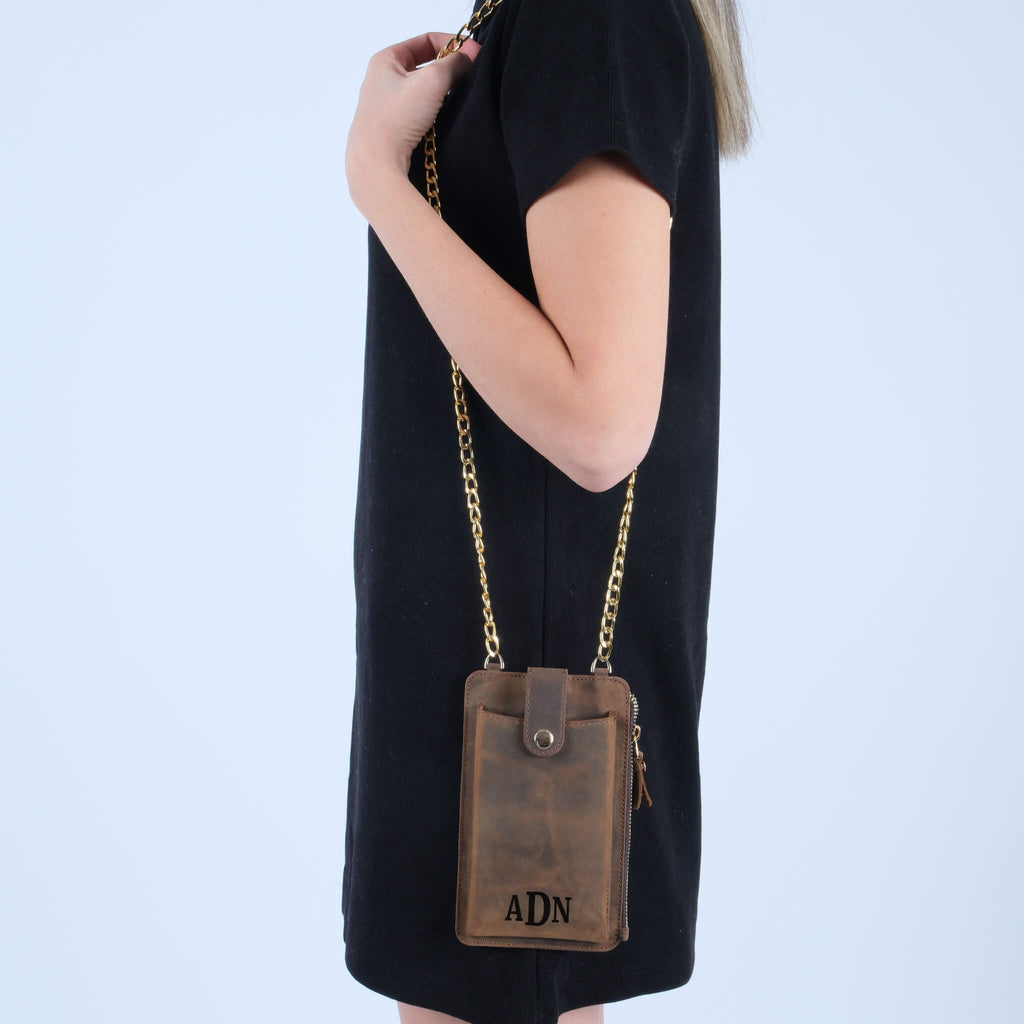 Brown leather crossbody bag 