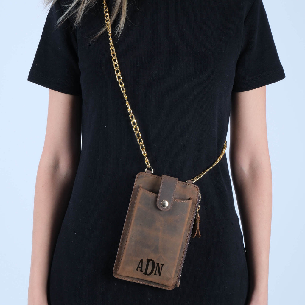 Brown leather crossbody bag 