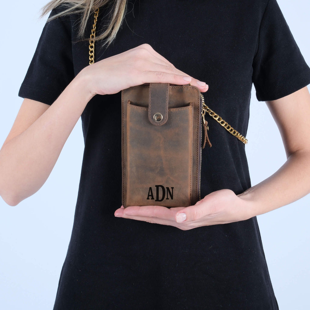 Brown leather crossbody bag 