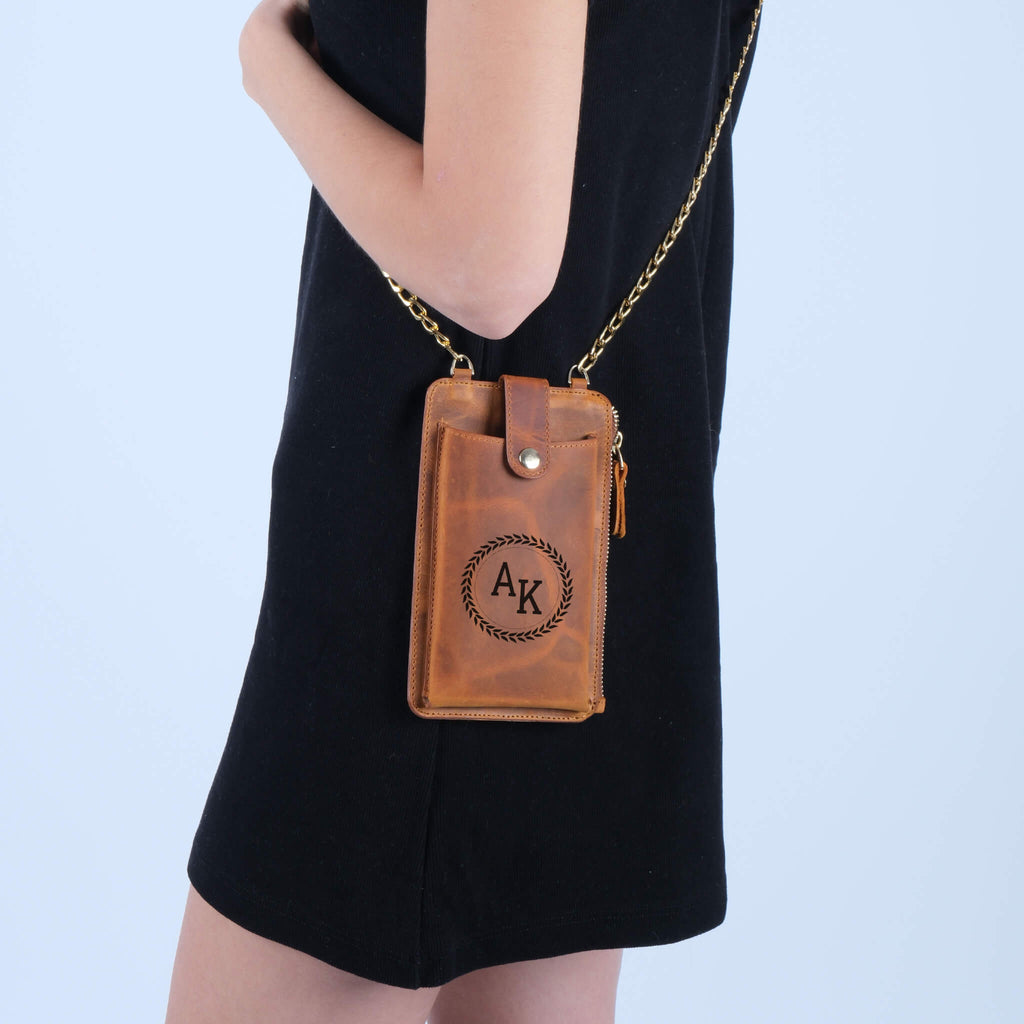 Brown leather crossbody bag 