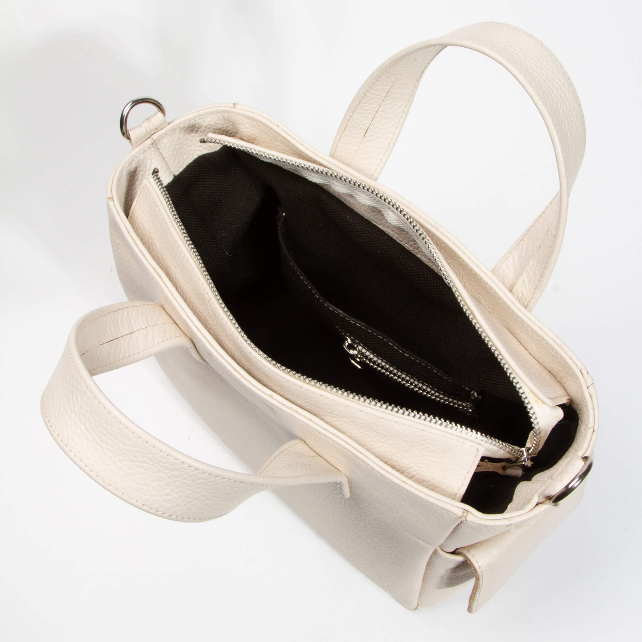 white leather handbag